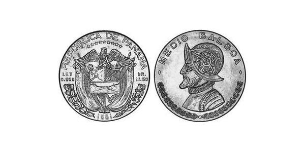 1/2 Balboa Republic of Panama Silver Vasco Núñez de Balboa (1475 – 1519)