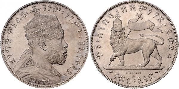 1/2 Birr Éthiopie Argent Menelik II of Ethiopia ( 1844 -1913)