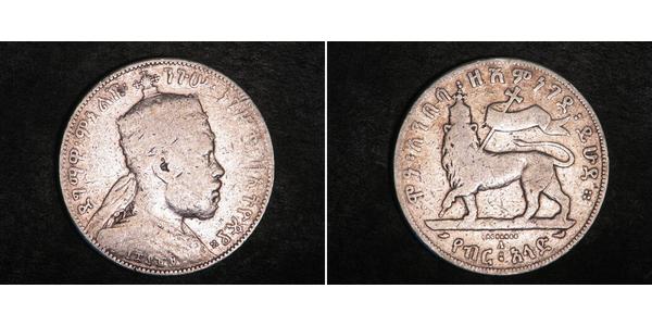 1/2 Birr Etiopía Plata Menelik II of Ethiopia ( 1844 -1913)