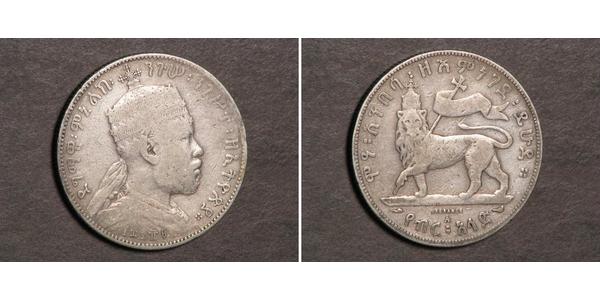 1/2 Birr Etiopía Plata Menelik II of Ethiopia ( 1844 -1913)