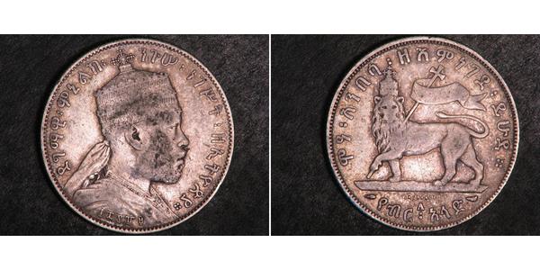 1/2 Birr Etiopía Plata Menelik II of Ethiopia ( 1844 -1913)