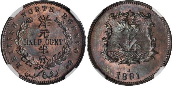 1/2 Cent Borneo Septentrional (1882-1963) Bronce 