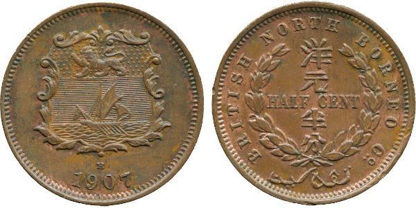 1/2 Cent Borneo Septentrional (1882-1963) Bronce 
