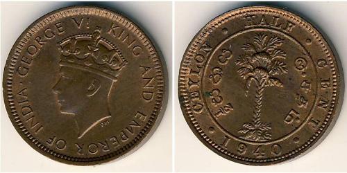 1/2 Cent Sri Lanka Bronce Jorge VI (1895-1952)