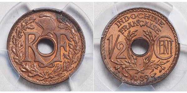 1/2 Cent Französisch-Indochina (1887-1954) Bronze 