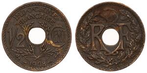 1/2 Cent Indochine française (1887-1954) Bronze 