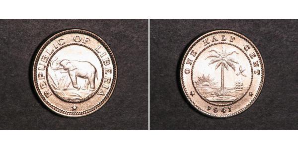 1/2 Cent Liberia Bronze 