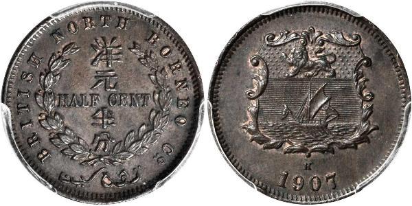 1/2 Cent North Borneo (1882-1963) Bronze 