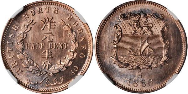 1/2 Cent North Borneo (1882-1963) Bronze 