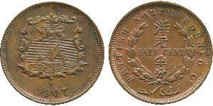 1/2 Cent Borneo del Nord (1882-1963) Bronzo 