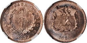 1/2 Cent Borneo del Nord (1882-1963) Bronzo 