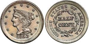 1/2 Cent Estados Unidos de América (1776 - ) Cobre 