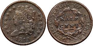 1/2 Cent Estados Unidos de América (1776 - ) Cobre 