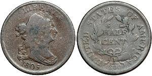 1/2 Cent Estados Unidos de América (1776 - ) Cobre 