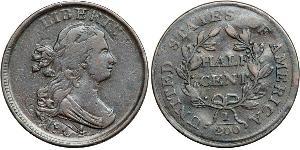 1/2 Cent Estados Unidos de América (1776 - ) Cobre 