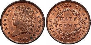 1/2 Cent Estados Unidos de América (1776 - ) Cobre 