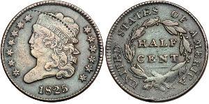 1/2 Cent Estados Unidos de América (1776 - ) Cobre 