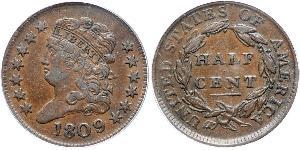 1/2 Cent Estados Unidos de América (1776 - ) Cobre 