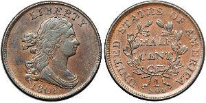 1/2 Cent Estados Unidos de América (1776 - ) Cobre 