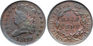 1/2 Cent Estados Unidos de América (1776 - ) Cobre 