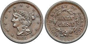 1/2 Cent Estados Unidos de América (1776 - ) Cobre 