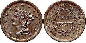 1/2 Cent Estados Unidos de América (1776 - ) Cobre 