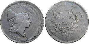 1/2 Cent Estados Unidos de América (1776 - ) Cobre 