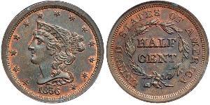 1/2 Cent Estados Unidos de América (1776 - ) Cobre 