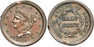 1/2 Cent Estados Unidos de América (1776 - ) Cobre 