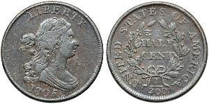 1/2 Cent Estados Unidos de América (1776 - ) Cobre 