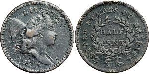 1/2 Cent Estados Unidos de América (1776 - ) Cobre 