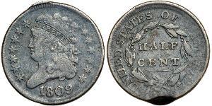 1/2 Cent Estados Unidos de América (1776 - ) Cobre 