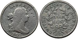 1/2 Cent Estados Unidos de América (1776 - ) Cobre 