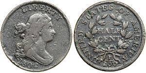 1/2 Cent Estados Unidos de América (1776 - ) Cobre 