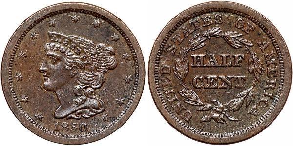 1/2 Cent Estados Unidos de América (1776 - ) Cobre 