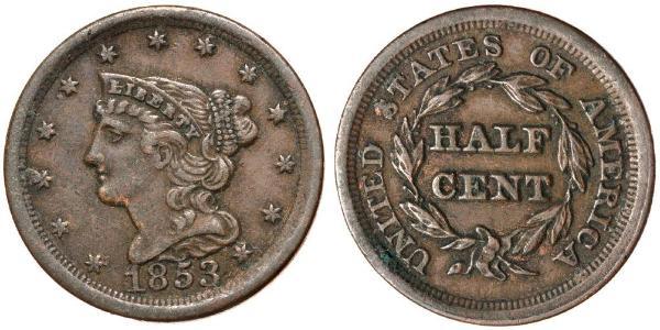 1/2 Cent Estados Unidos de América (1776 - ) Cobre 