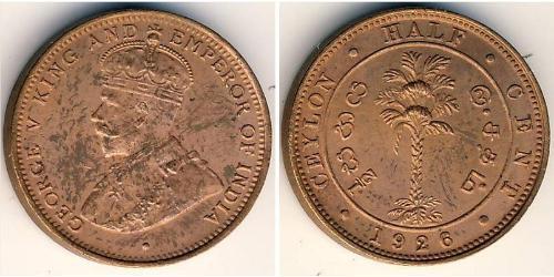 1/2 Cent Sri Lanka Cobre Jorge V (1865-1936)