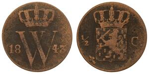 1/2 Cent Kingdom of the Netherlands (1815 - ) Copper William III of the Netherlands