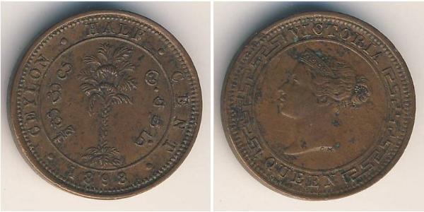 1/2 Cent Sri Lanka/Ceylon Copper Victoria (1819 - 1901)