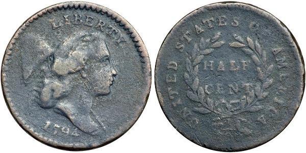 1/2 Cent USA (1776 - ) Copper 