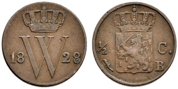 1/2 Cent Royaume des Pays-Bas (1815 - ) Cuivre Guillaume III (roi des Pays-Bas)