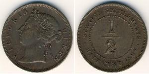 1/2 Cent Établissements des détroits (1826 - 1946) Cuivre 