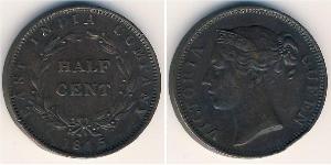 1/2 Cent Établissements des détroits (1826 - 1946) Cuivre 