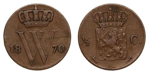 1/2 Cent Königreich der Niederlande (1815 - ) Kupfer Wilhelm III. (Niederlande)