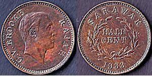 1/2 Cent Sarawak Kupfer 