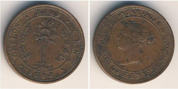 1/2 Cent Sri Lanka Kupfer Victoria (1819 - 1901)
