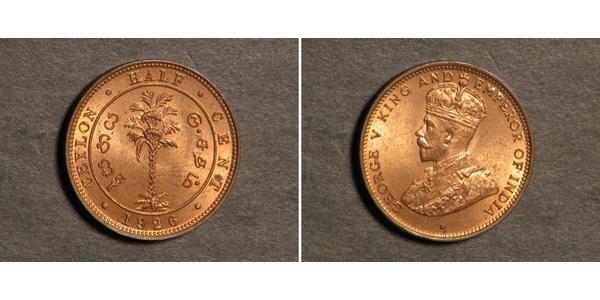 1/2 Cent Sri Lanka Kupfer George V (1865-1936)