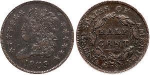 1/2 Cent Vereinigten Staaten von Amerika (1776 - ) Kupfer 