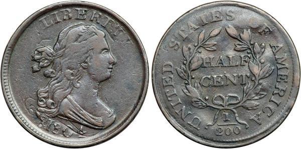 1/2 Cent Vereinigten Staaten von Amerika (1776 - ) Kupfer 