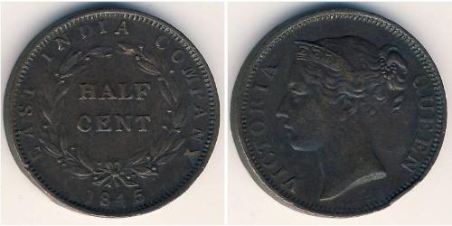 1/2 Cent Insediamenti dello Stretto (1826 - 1946) Rame 